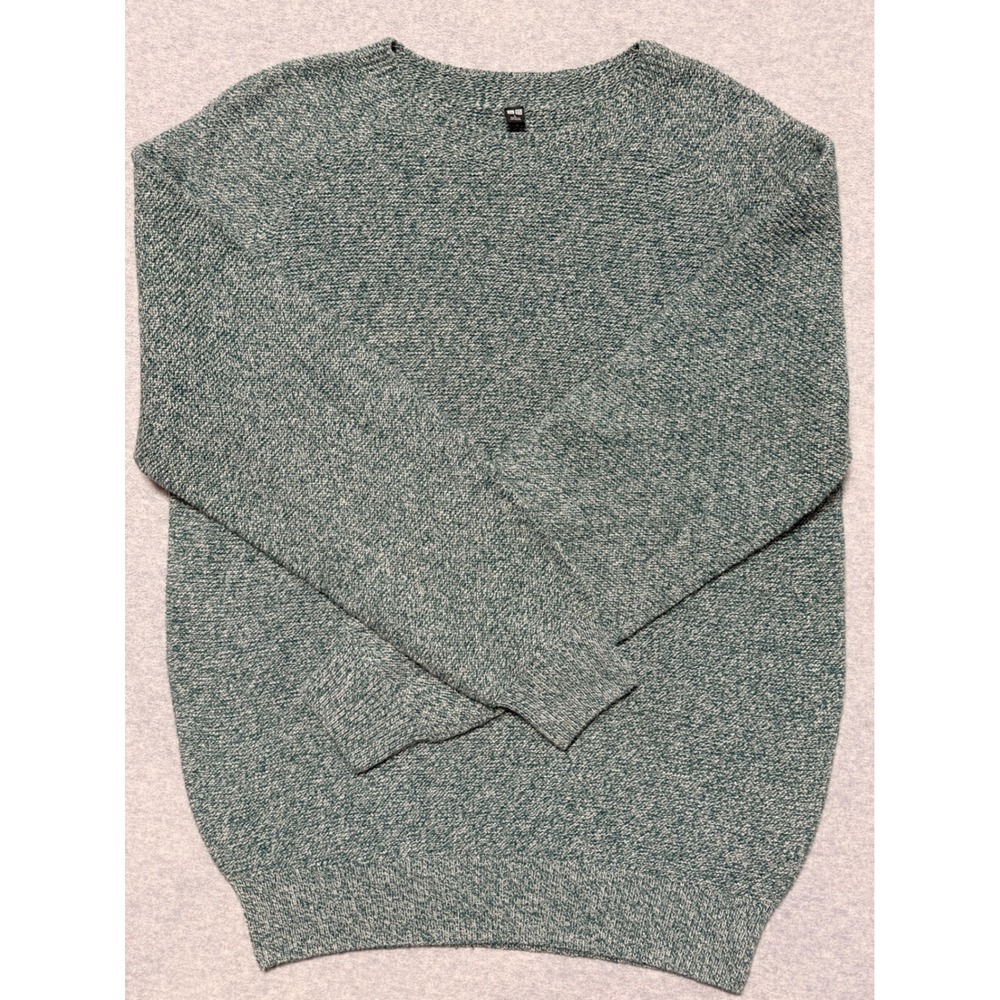 Uniqlo Mens Green Marled Knit Crew Neck Sweater Size‎ L 351-475296 Cotton Blend